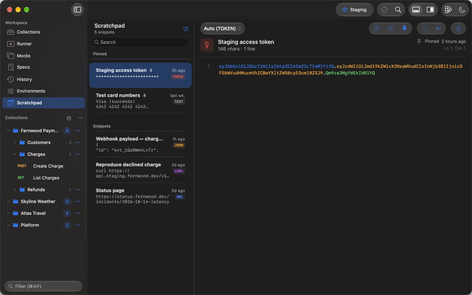 Snippets in the Scratchpad with syntax coloring